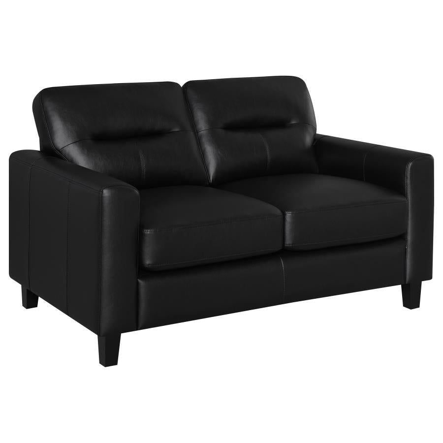 Scotland 3-Piece Faux Leather Upholstered Sofa Set Black