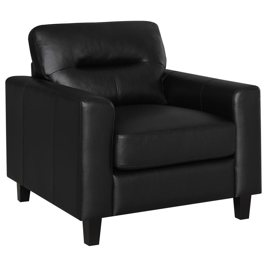 Scotland 3-Piece Faux Leather Upholstered Sofa Set Black