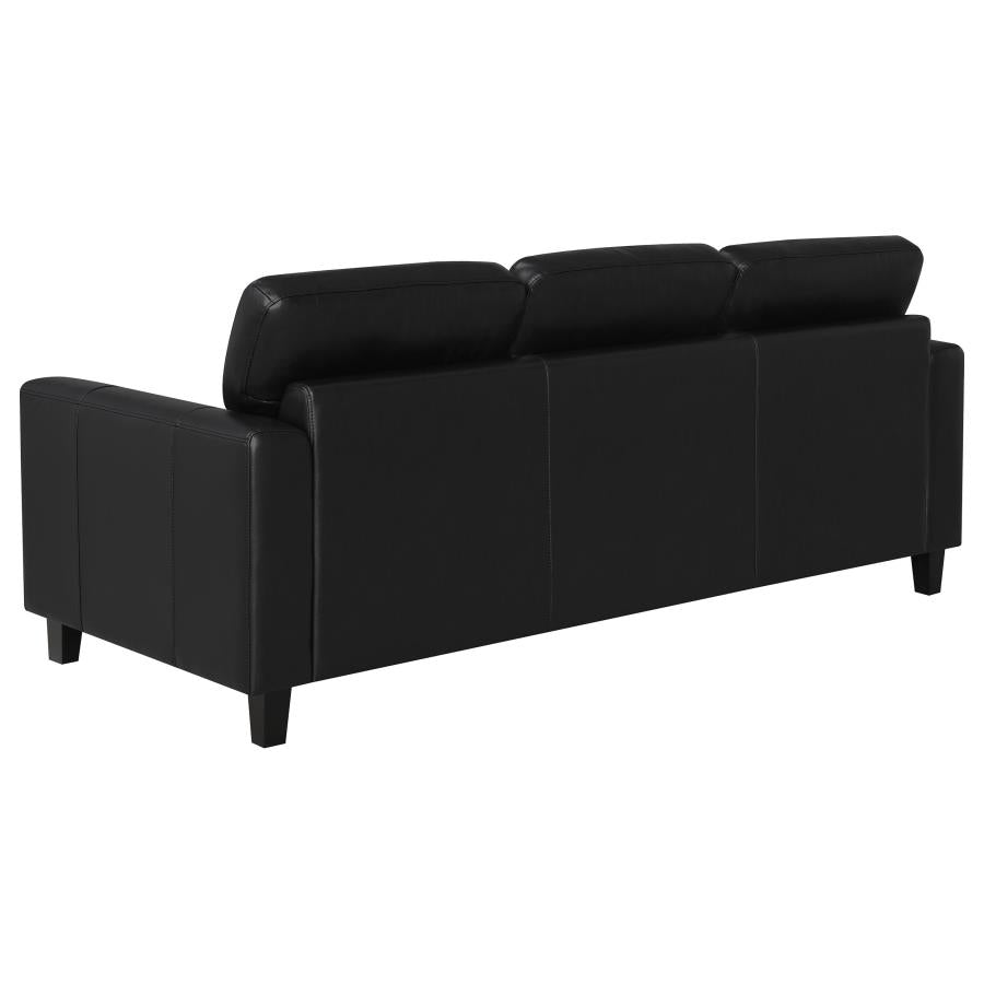 Scotland Faux Leather Upholstered Track Arm Sofa Black