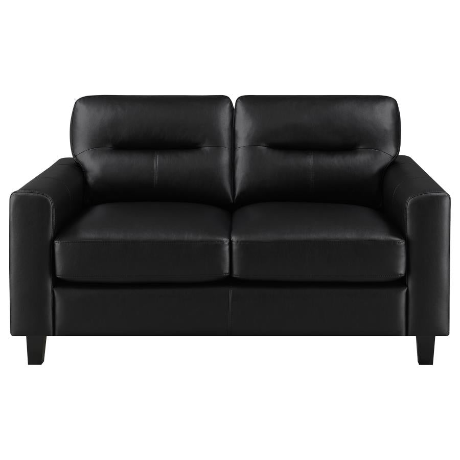 Scotland Faux Leather Upholstered Track Arm Loveseat Black