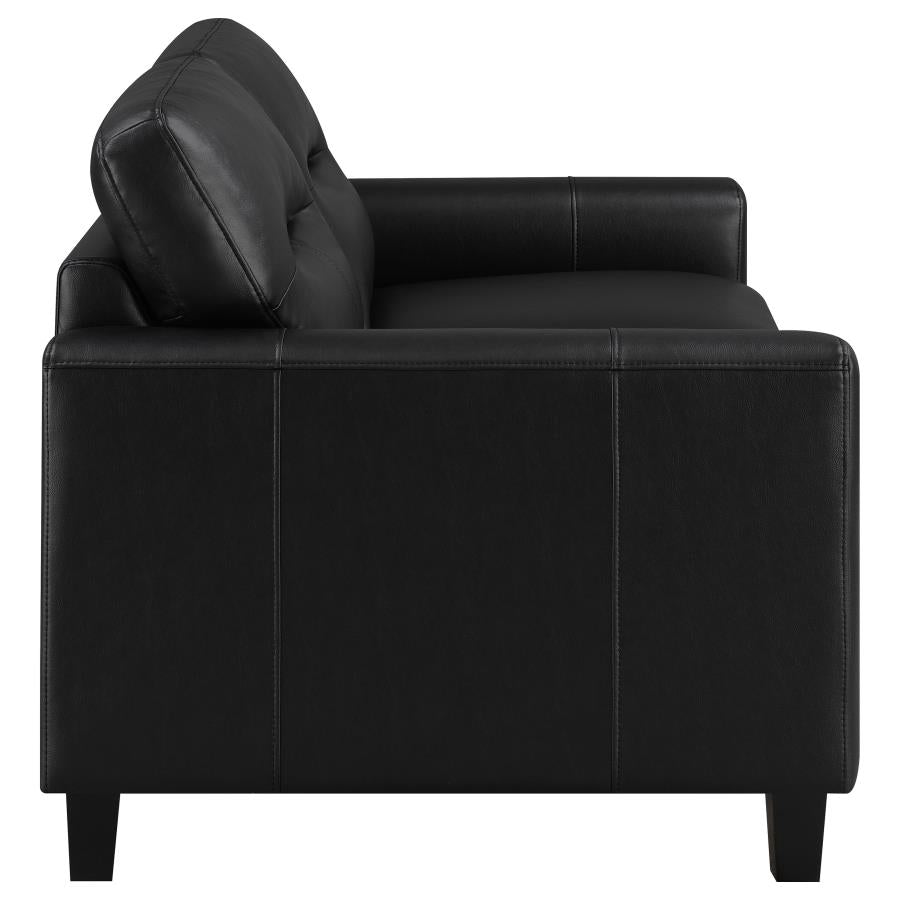 Scotland Faux Leather Upholstered Track Arm Loveseat Black
