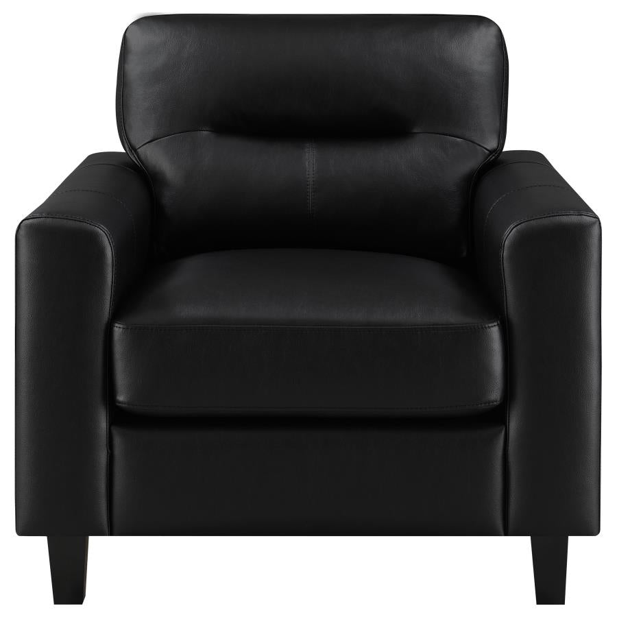 Scotland Faux Leather Upholstered Track Arm Chair Black