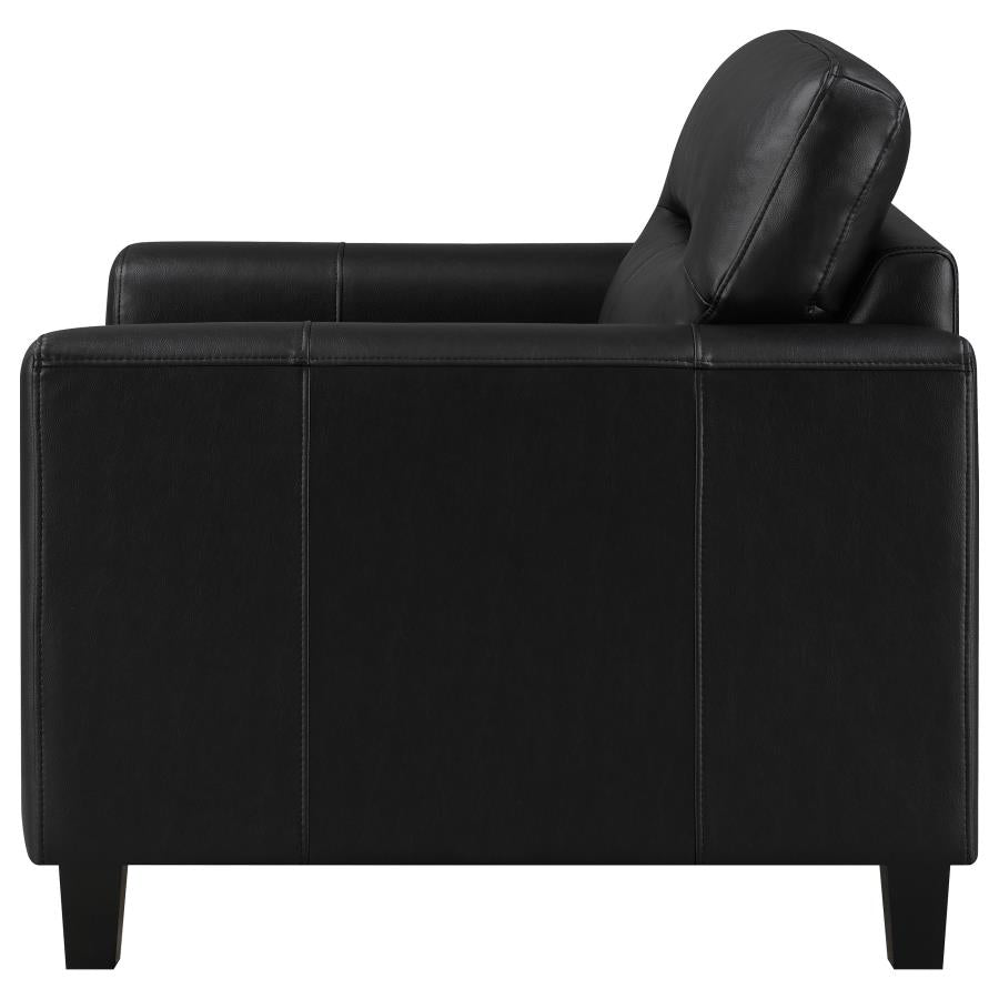 Scotland Faux Leather Upholstered Track Arm Chair Black