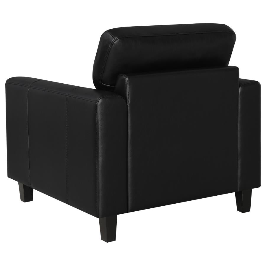 Scotland Faux Leather Upholstered Track Arm Chair Black