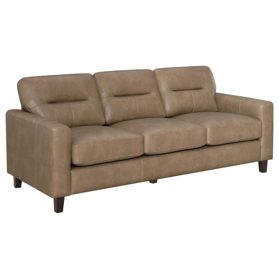 Scotland 3-Piece Faux Leather Upholstered Sofa Set Brown
