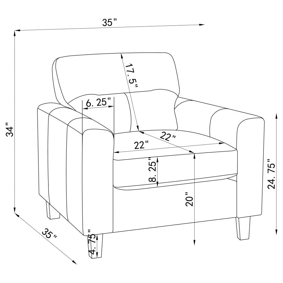 Scotland 3-Piece Faux Leather Upholstered Sofa Set Brown