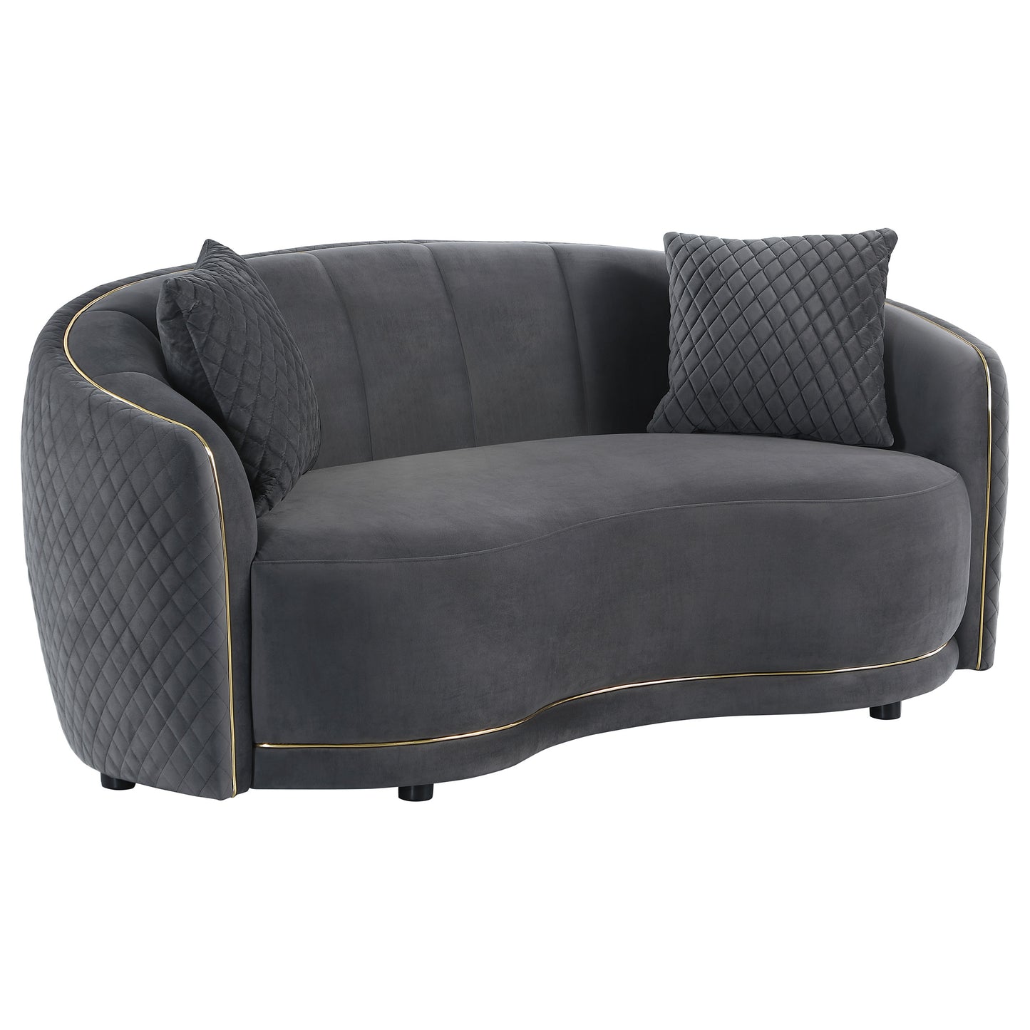 Brookside Velvet Upholstered Curved Sofa Dark Grey