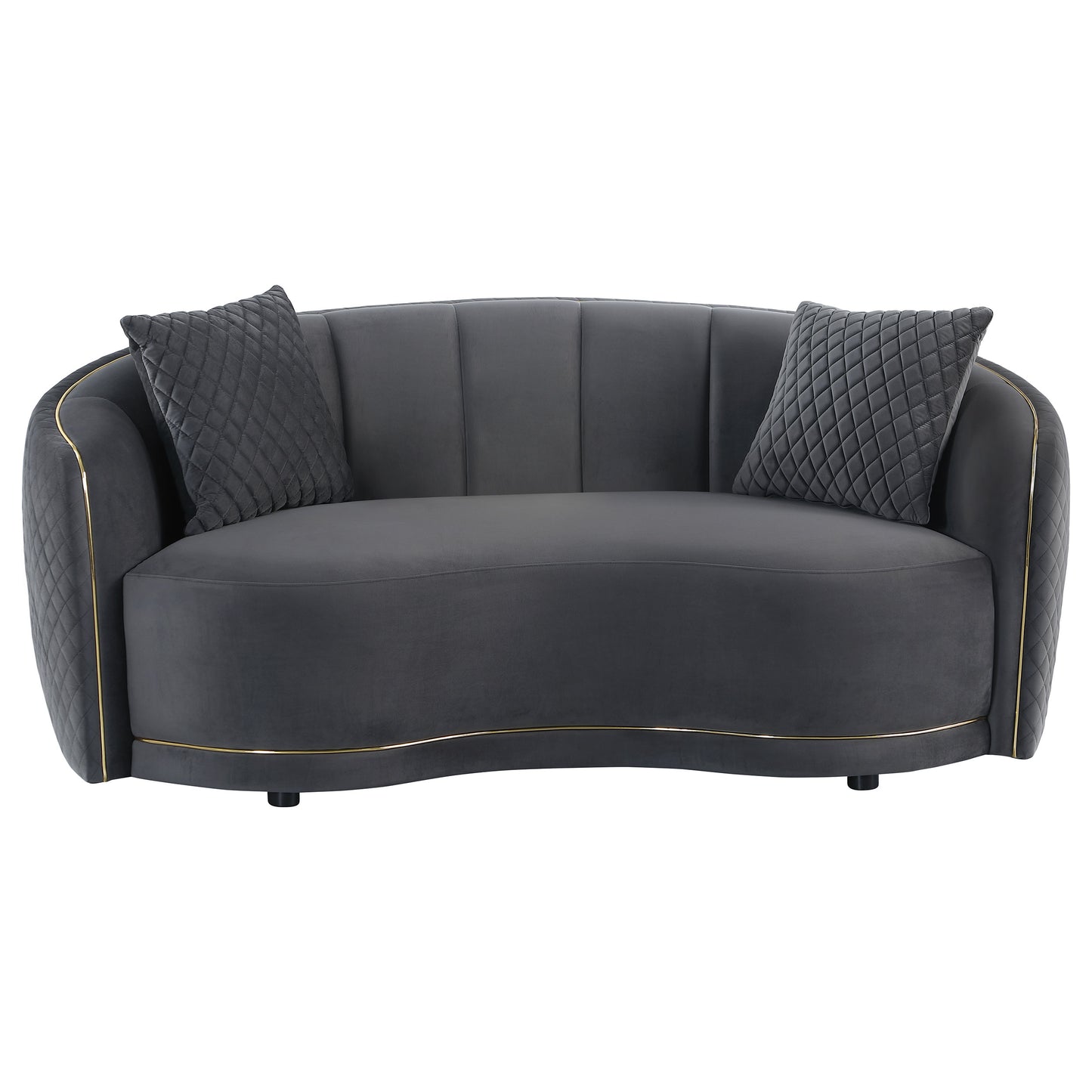 Brookside Velvet Upholstered Curved Sofa Dark Grey