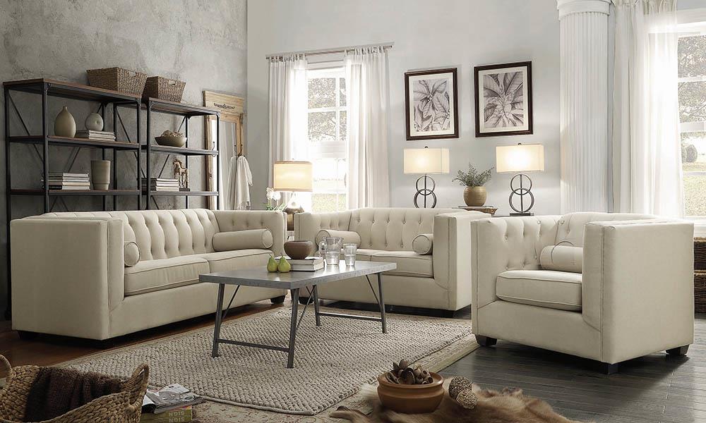 Cairns Transitional Oatmeal Sofa - ATL FURNITURE