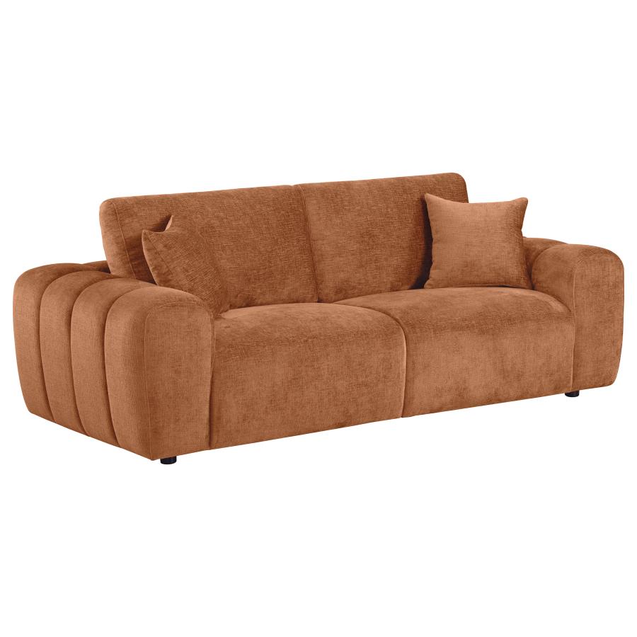 Burnett 3-Piece Chenille Upholstered Sofa Set Burnt Orange