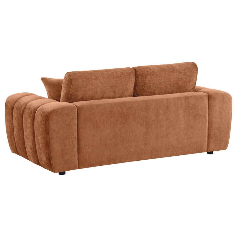 Burnett 3-Piece Chenille Upholstered Sofa Set Burnt Orange