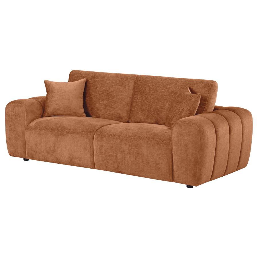 Burnett Chenille Upholstered Wide Arm Sofa Burnt Orange