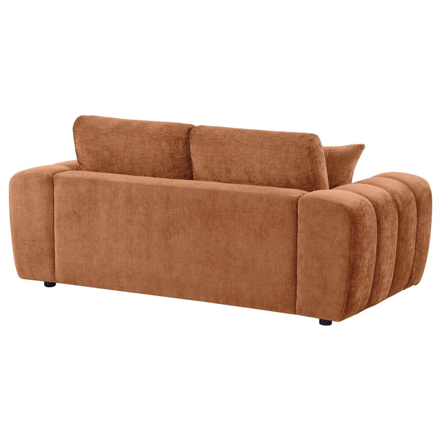 Burnett Chenille Upholstered Wide Arm Loveseat Burnt Orange