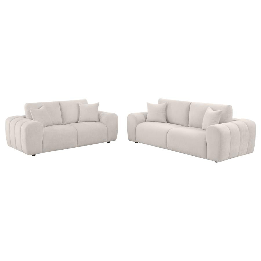 Burnett 2-Piece Chenille Upholstered Sofa Set Ivory