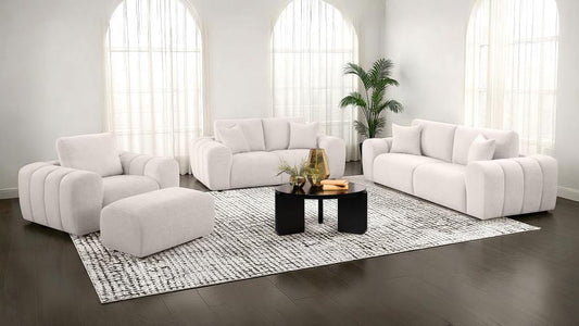 Burnett 4-Piece Chenille Upholstered Sofa Set Ivory
