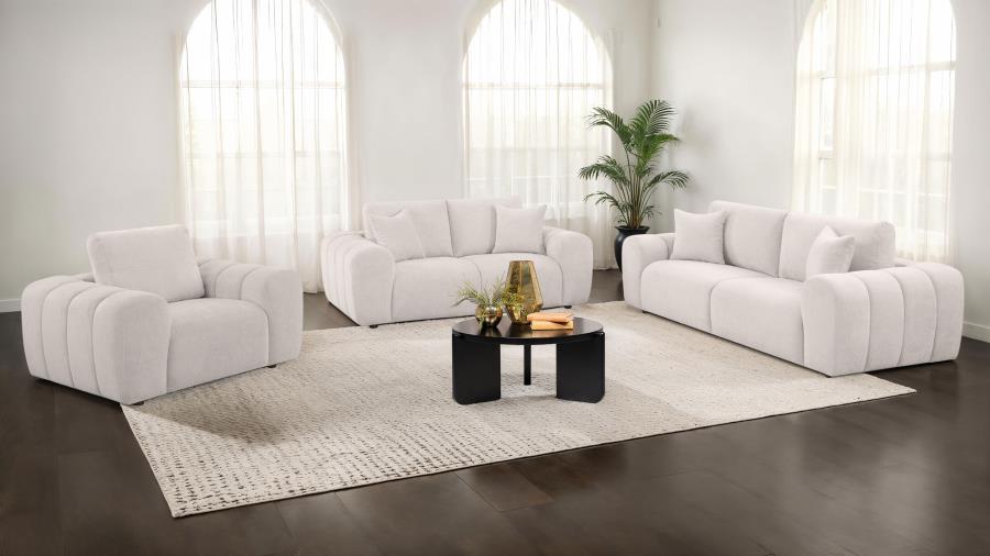 Burnett Chenille Upholstered Wide Arm Loveseat Ivory