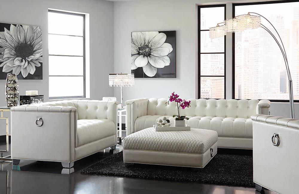 Chaviano Contemporary White Sofa - ATL FURNITURE