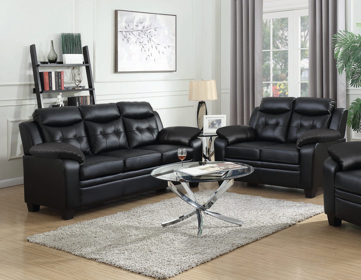 Finley Upholstered Padded Arm Tufted Sofa Black