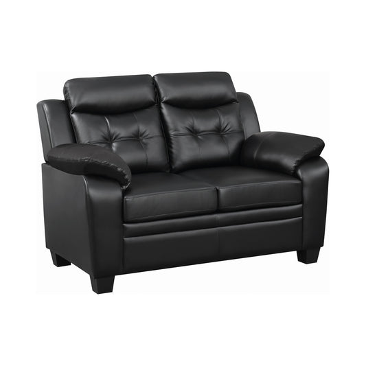 Finley Upholstered Padded Arm Tufted Loveseat Black