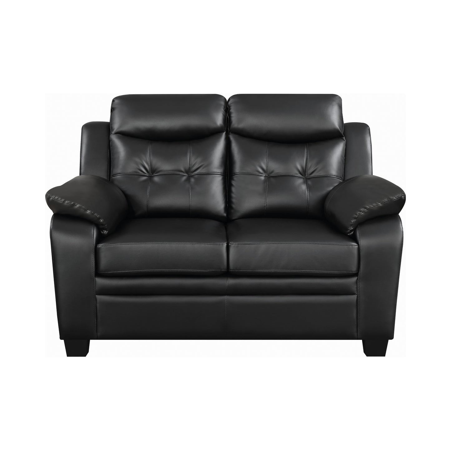 Finley Upholstered Padded Arm Tufted Loveseat Black