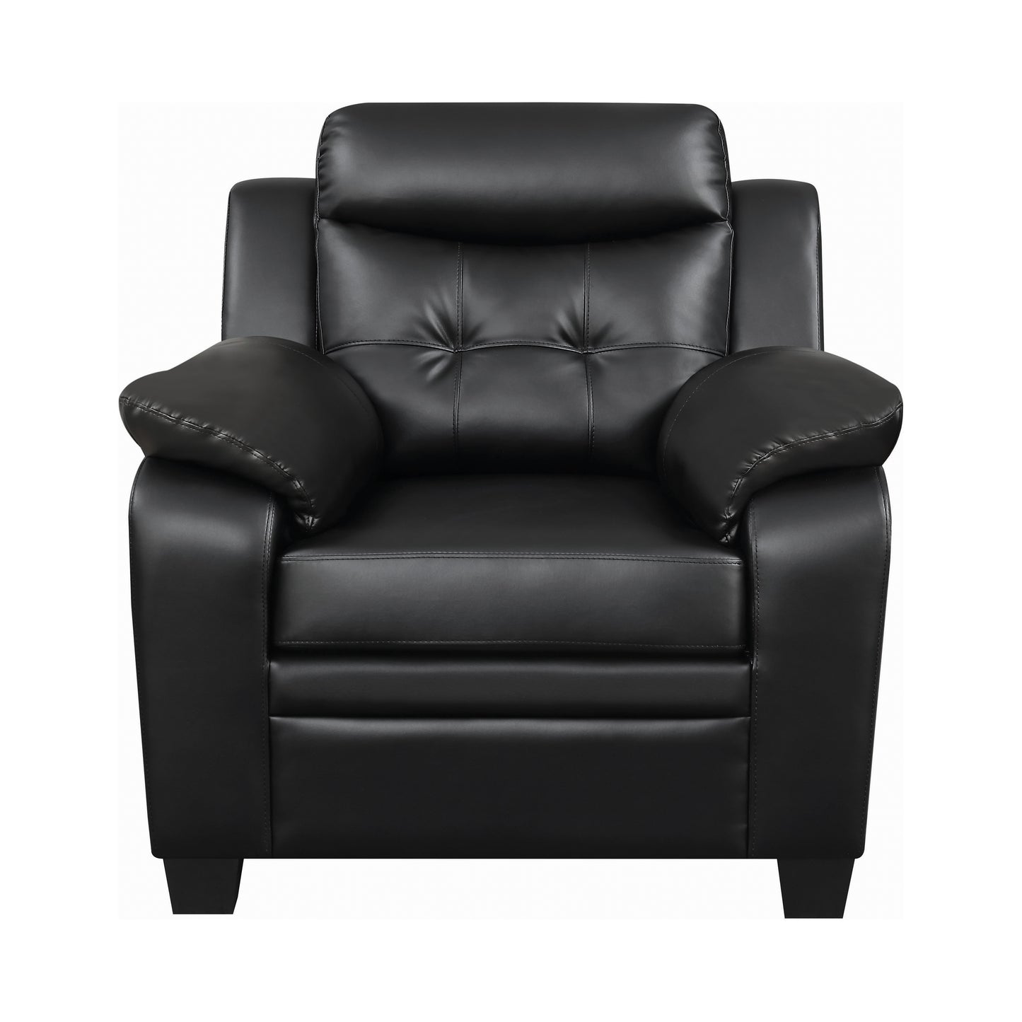 Finley Upholstered Padded Arm Tufted Accent Chair Black