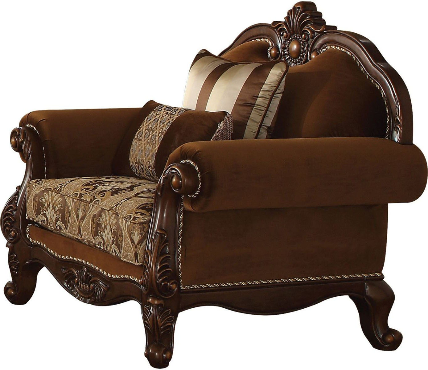 Acme Furniture Jardena Chair with 2  Pillows in Cherry Oak 50657 - ATL FURNITURE