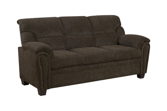 Clementine Upholstered Padded Arm Sofa Brown