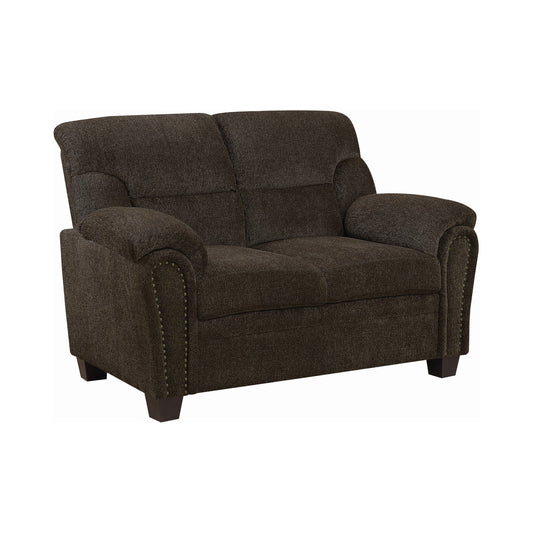 Clementine Upholstered Padded Arm Loveseat Brown