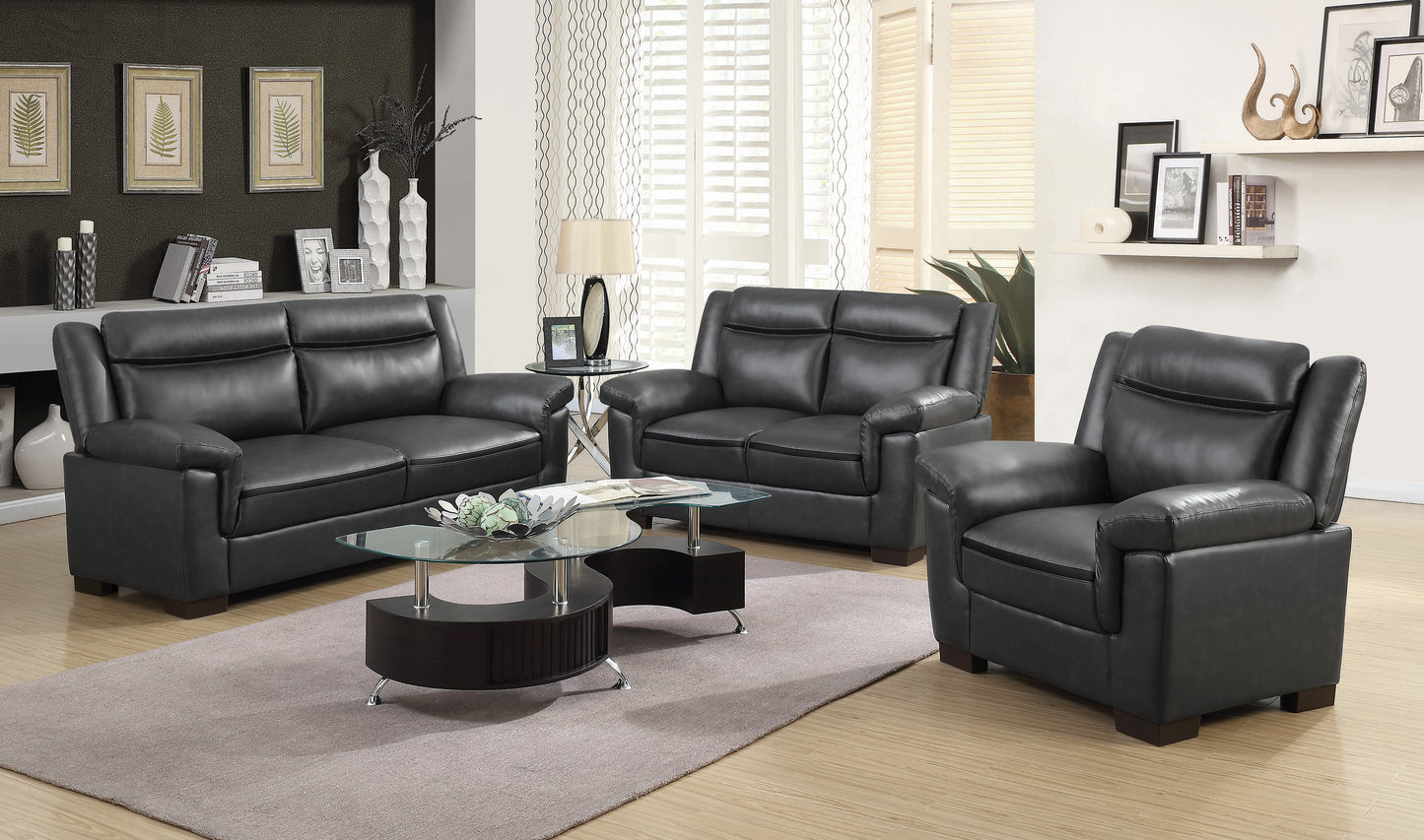 Arabella Upholstered Padded Arm Loveseat Grey