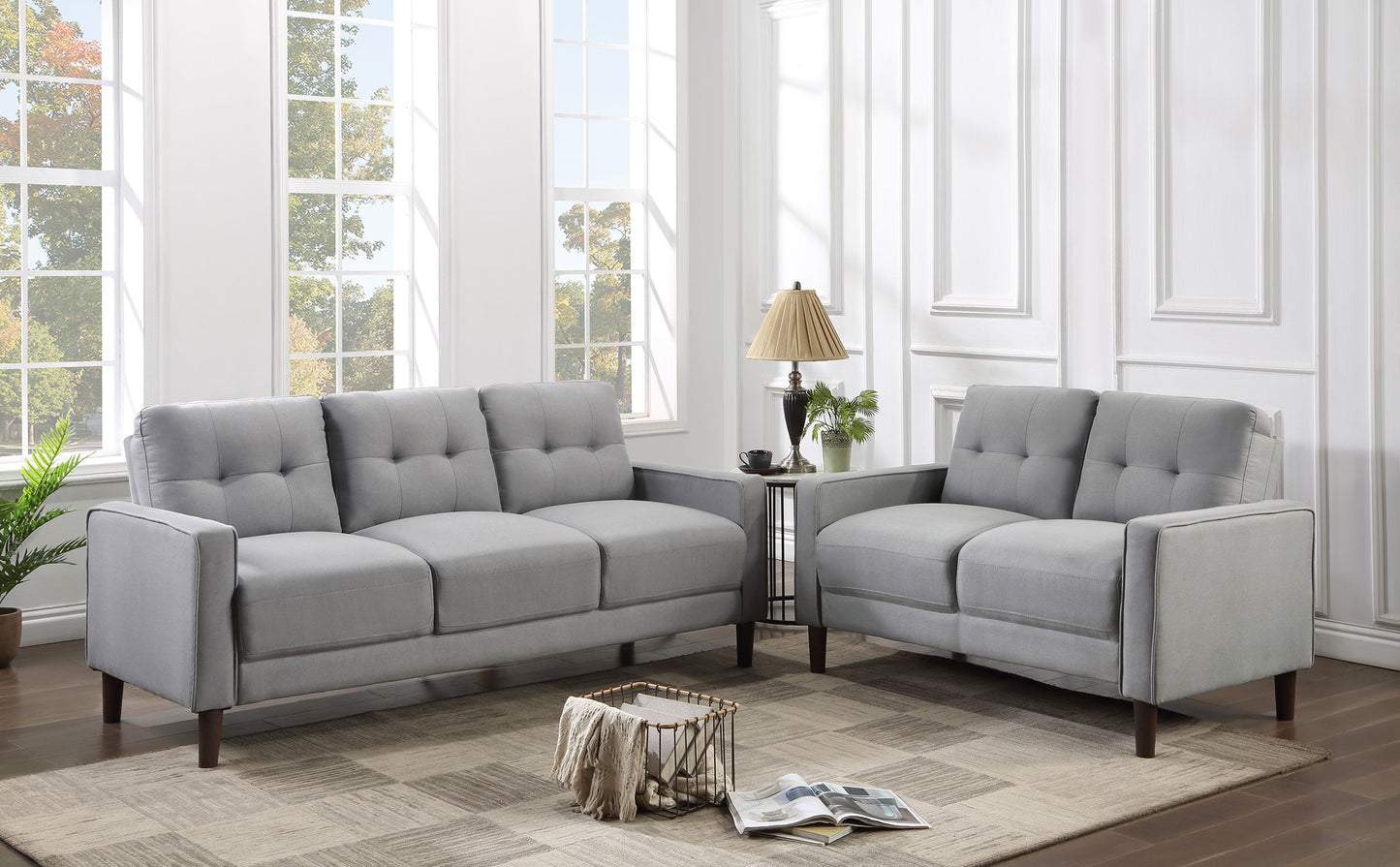 Bowen Upholstered Track Arm Tufted Sofa Grey