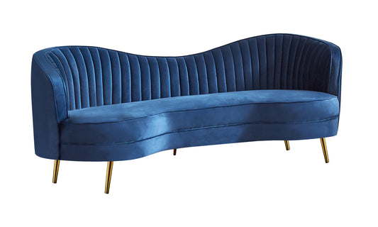 Sophia Upholstered Channel Tufted Sofa Blue