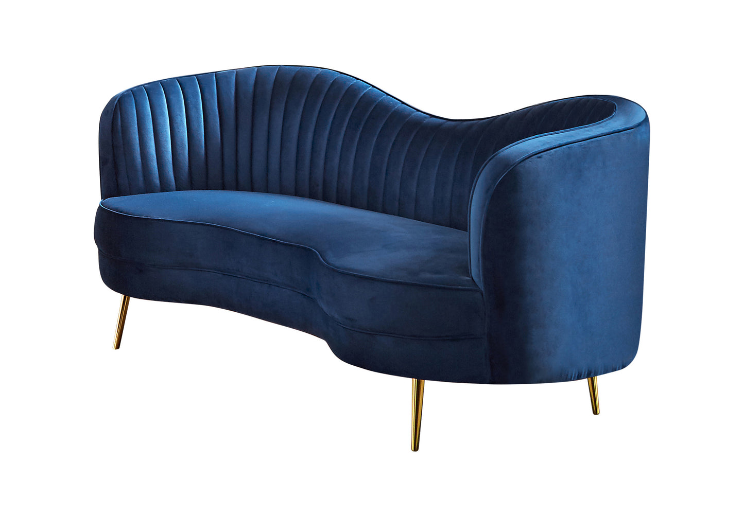 Sophia Upholstered Channel Tufted Sofa Blue