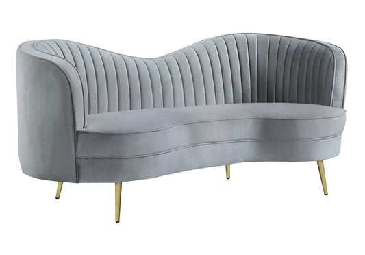 Sophia Upholstered Channel Tufted Loveseat Grey