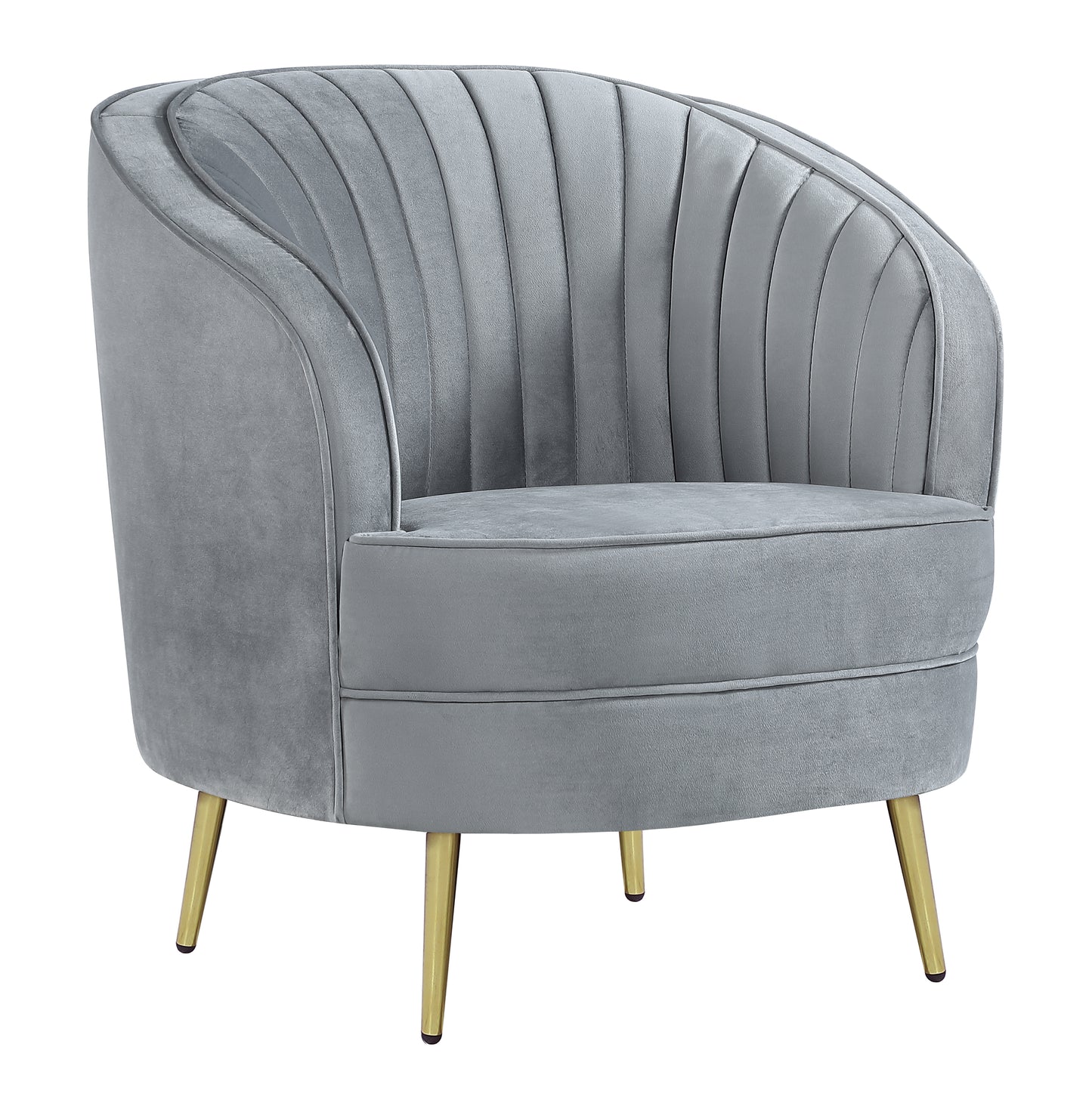 Sophia Upholstered Channel Tufted Barrel Accent Chair Grey