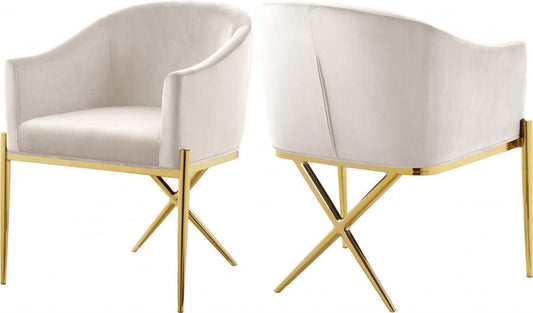 Meridian Furniture - Xavier Velvet Dining Chair Set Of 2 In Cream - 763Cream-C - ATL FURNITURE