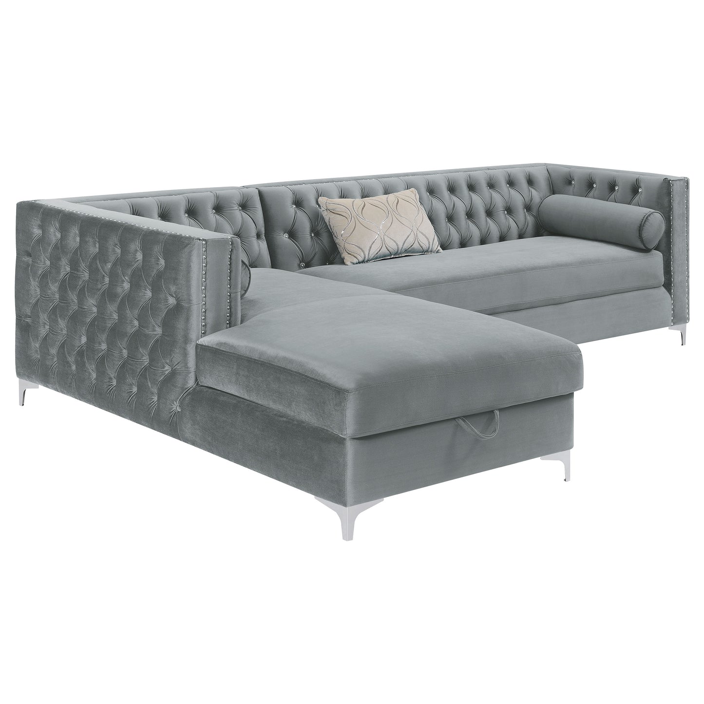 Bellaire Upholstered Storage Chaise Sectional Sofa Grey