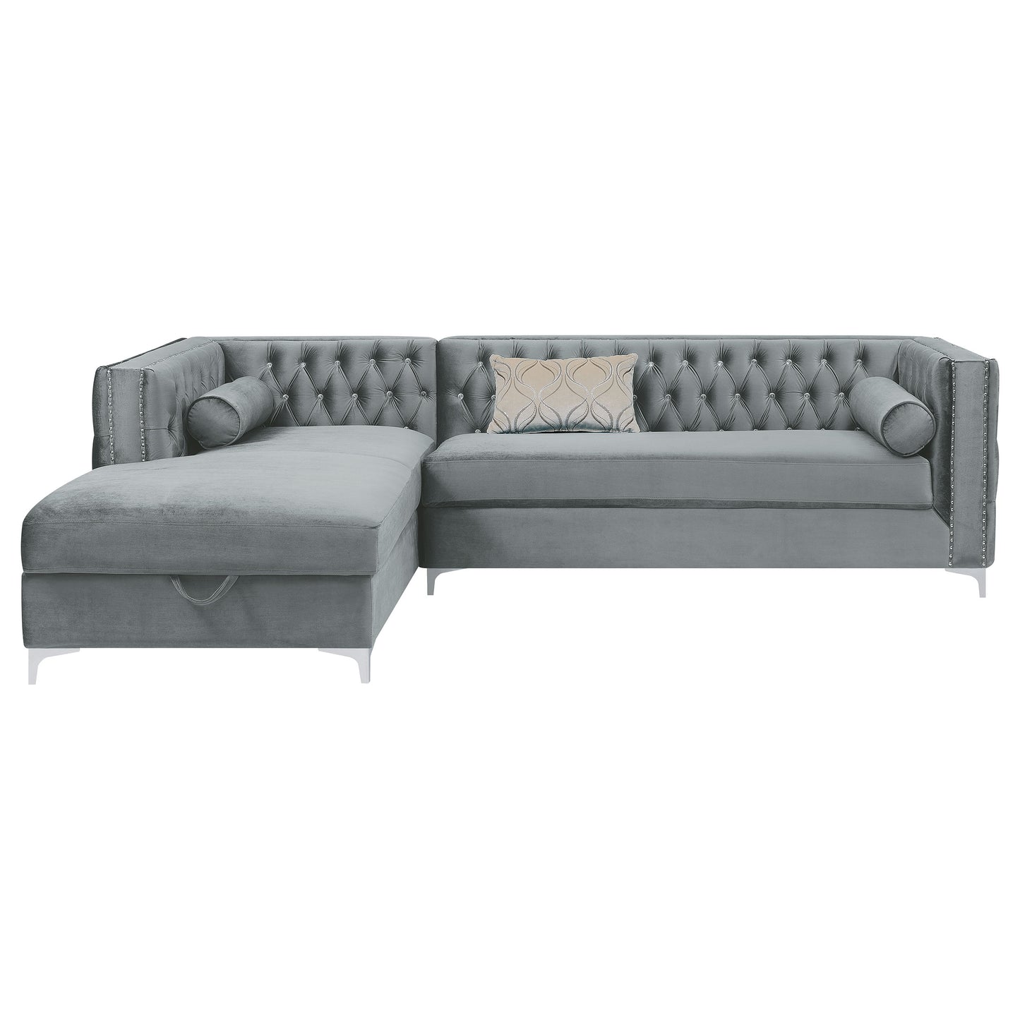 Bellaire Upholstered Storage Chaise Sectional Sofa Grey