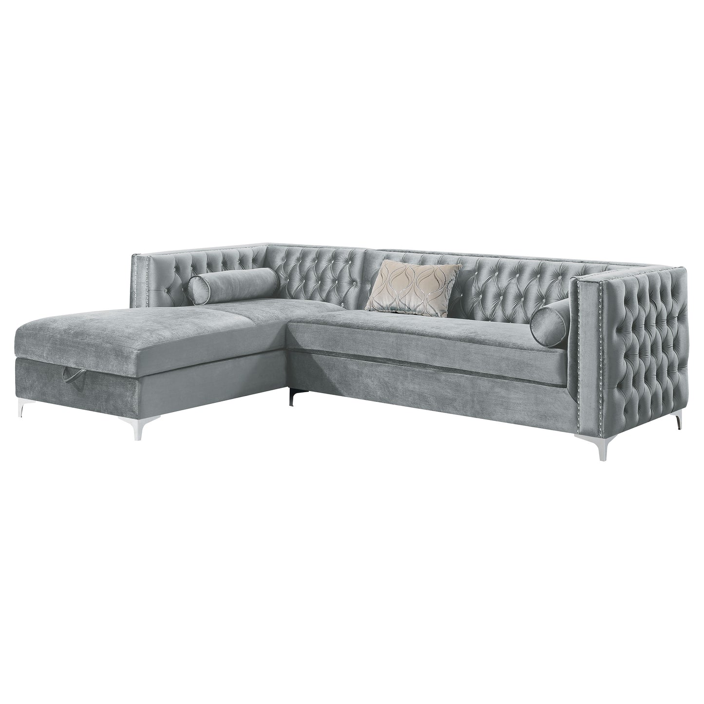 Bellaire Upholstered Storage Chaise Sectional Sofa Grey