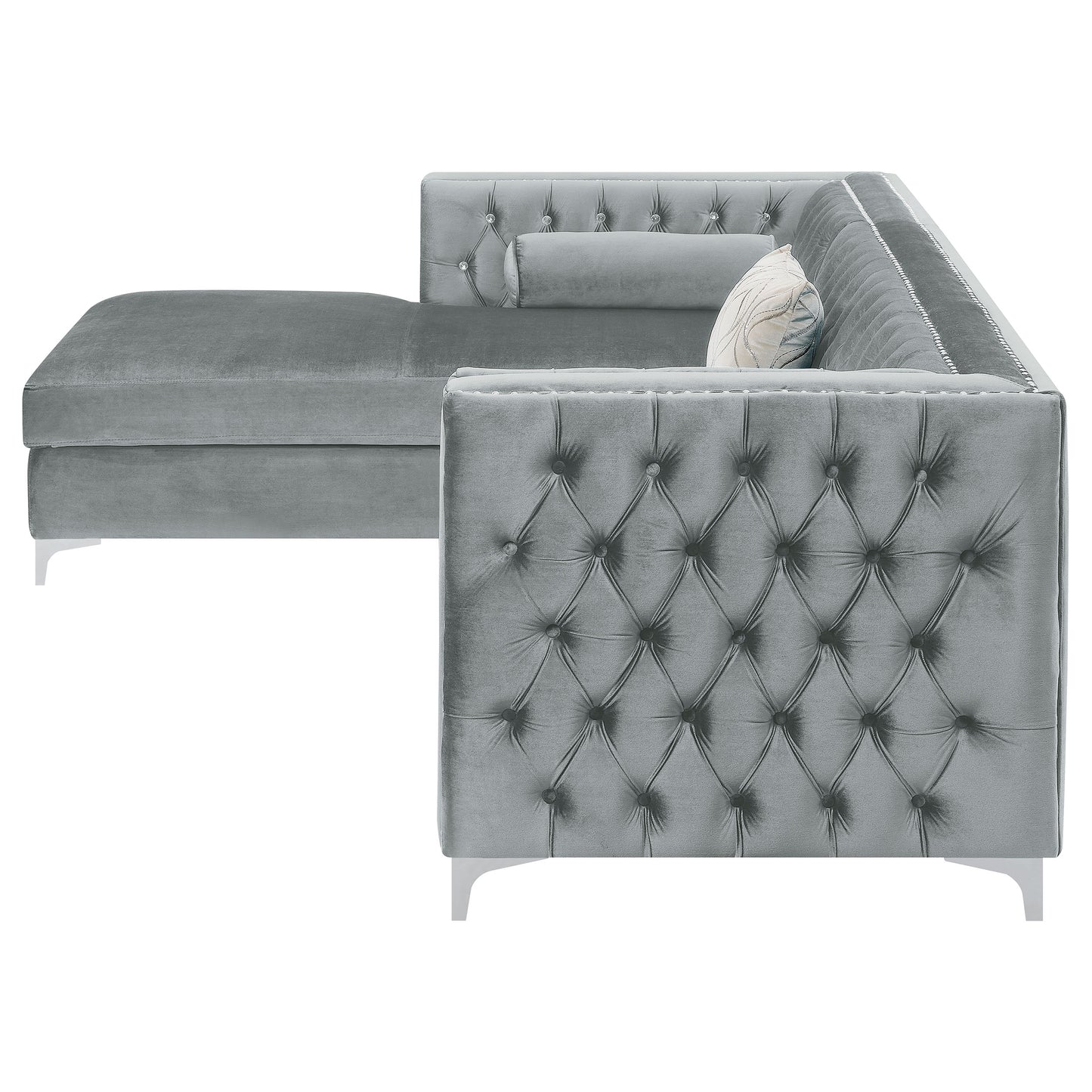 Bellaire Upholstered Storage Chaise Sectional Sofa Grey