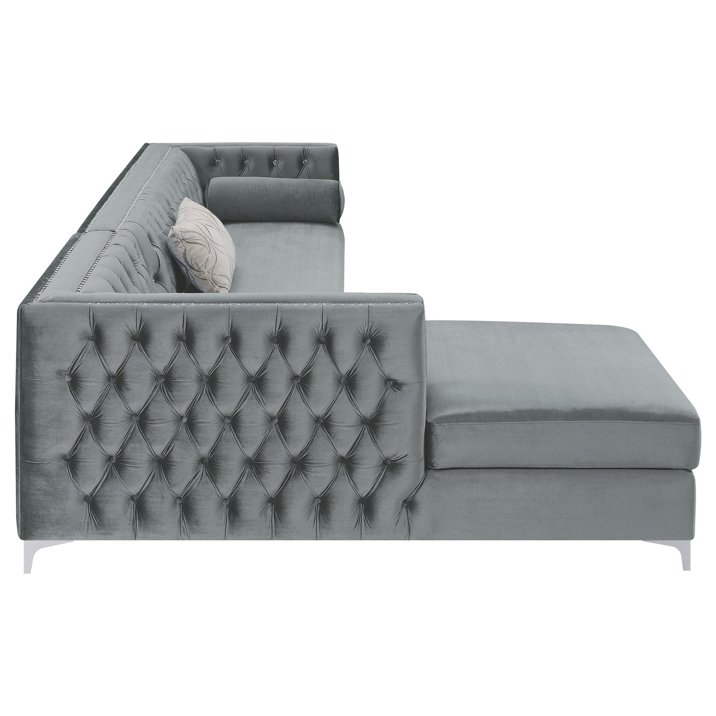 Bellaire Upholstered Storage Chaise Sectional Sofa Grey