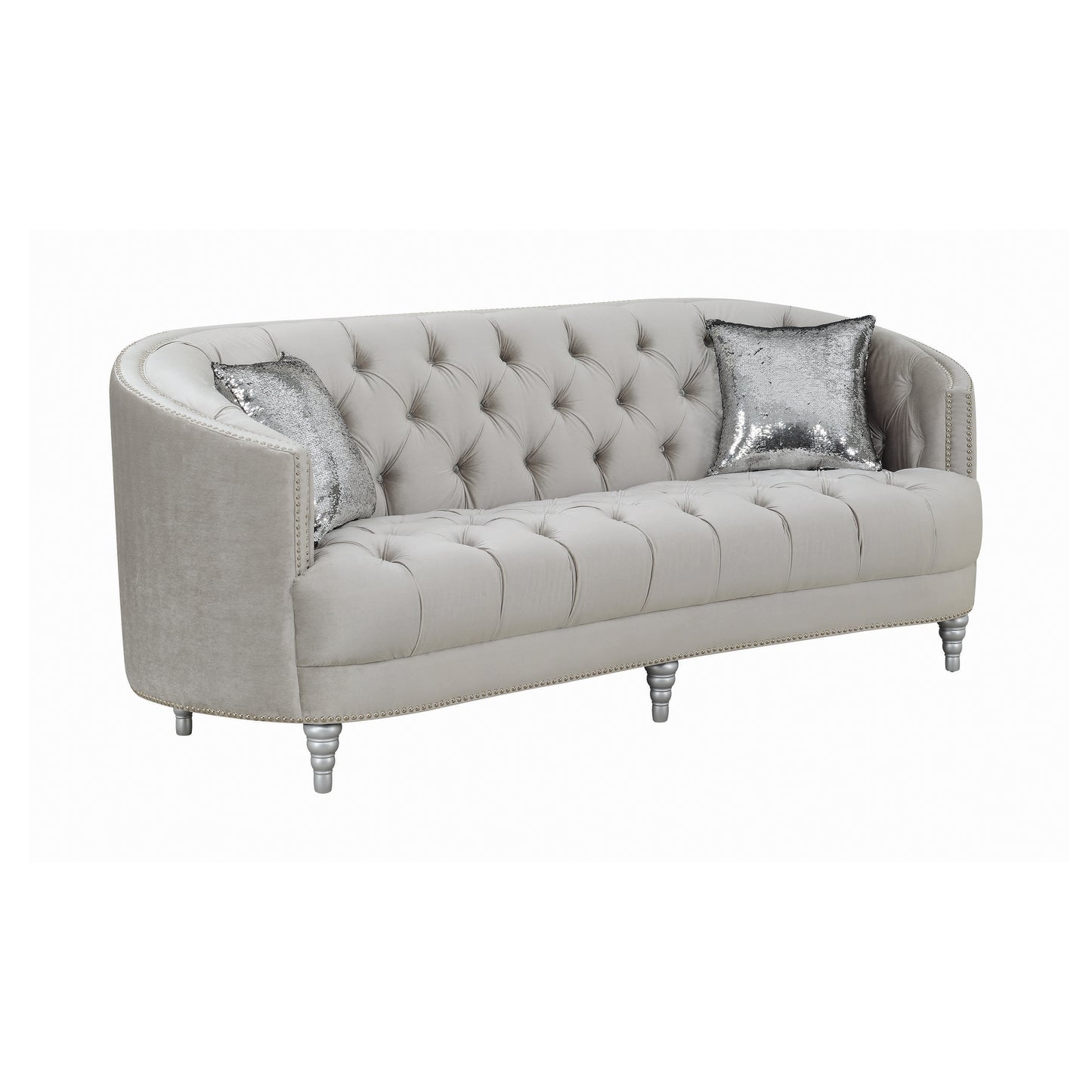 Avonlea Upholstered Sloped Arm Sofa Grey Velvet