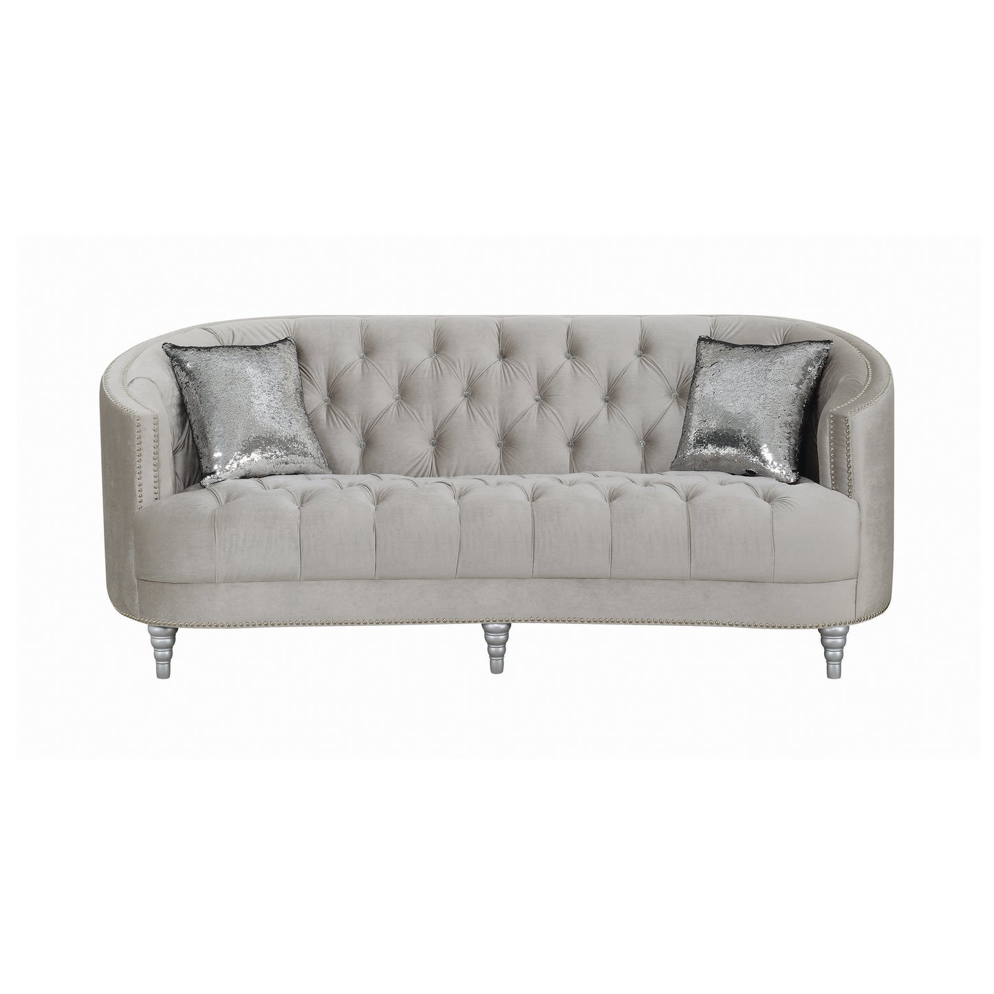 Avonlea Upholstered Sloped Arm Sofa Grey Velvet