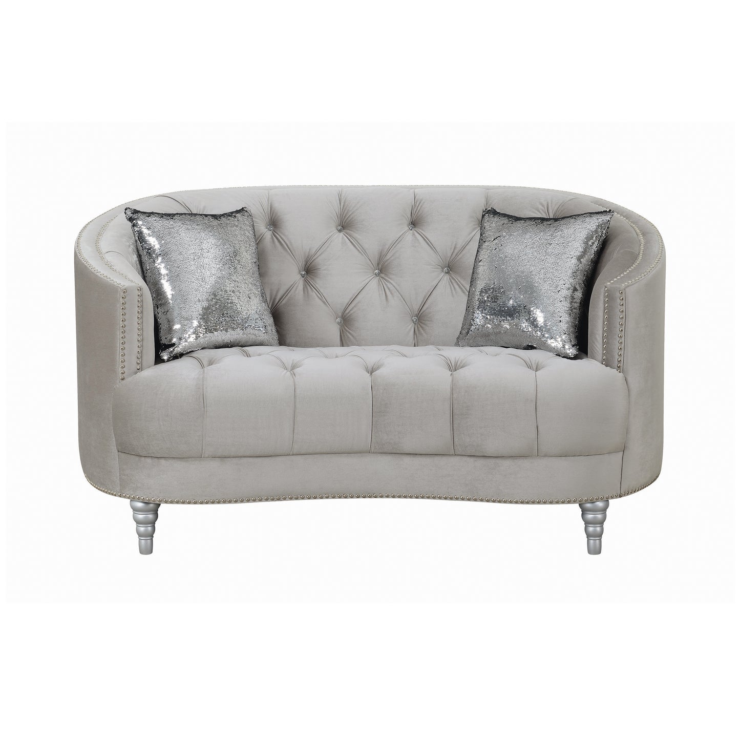 Avonlea Upholstered Sloped Arm Loveseat Grey Velvet