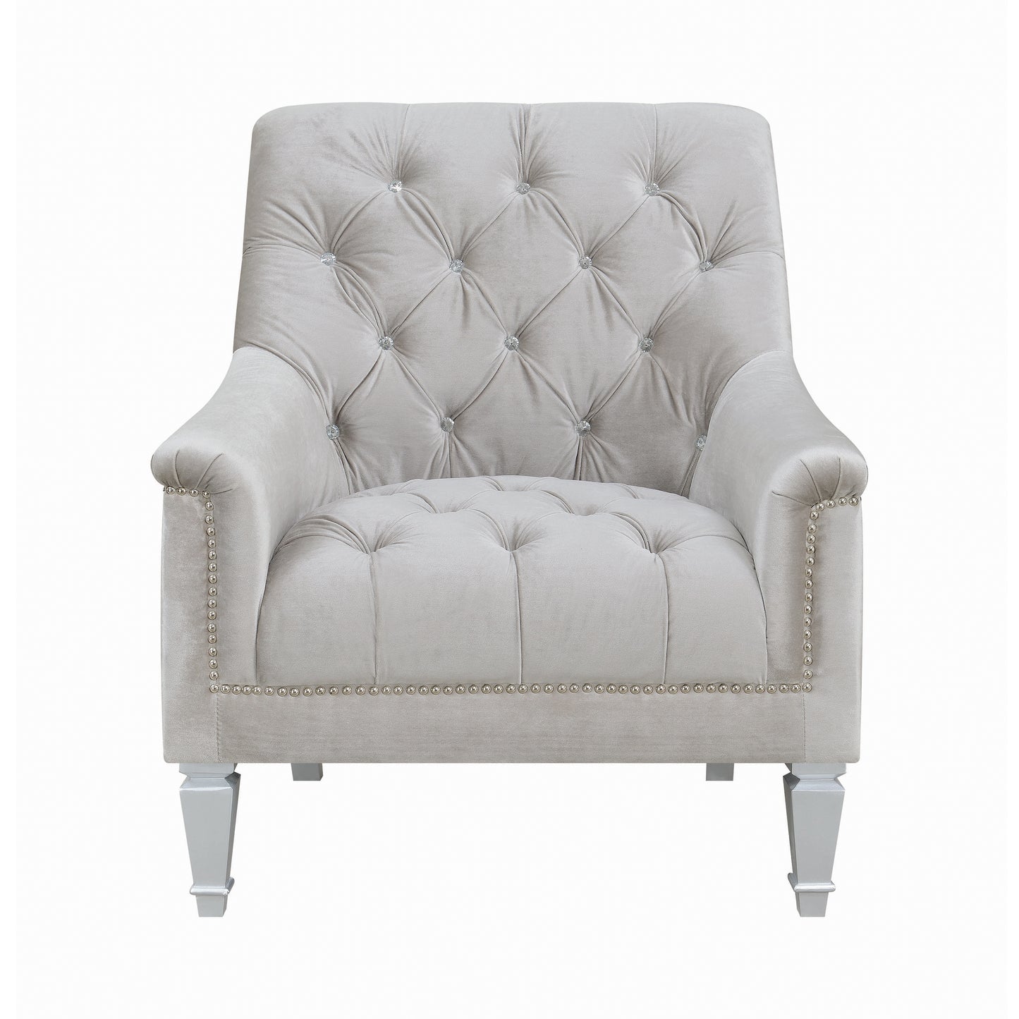 Avonlea Velvet Upholstered Sloped Arm Chair Grey Velvet