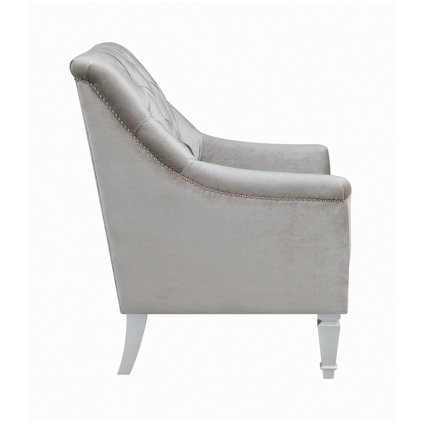 Avonlea Velvet Upholstered Sloped Arm Chair Grey Velvet