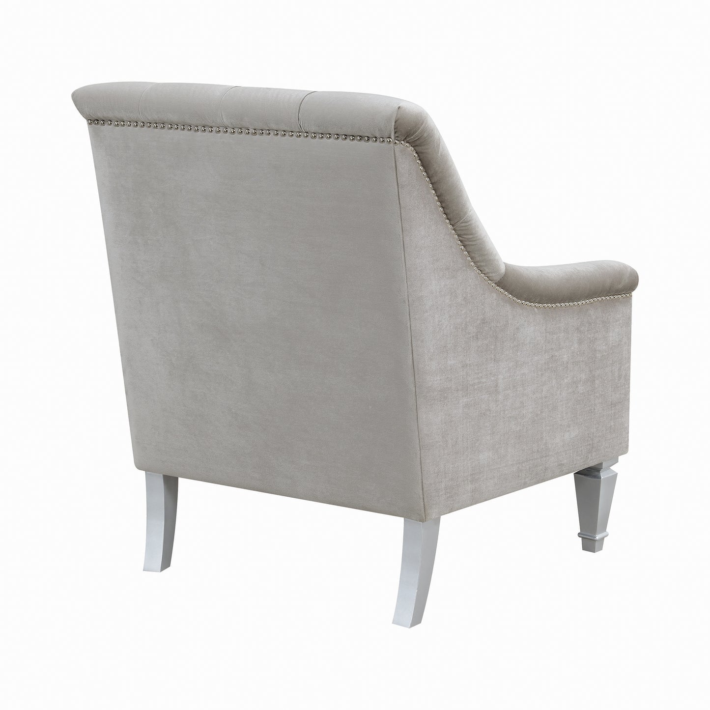 Avonlea Velvet Upholstered Sloped Arm Chair Grey Velvet