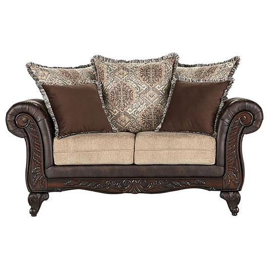 Elmbrook Upholstered Rolled Arm Loveseat Brown