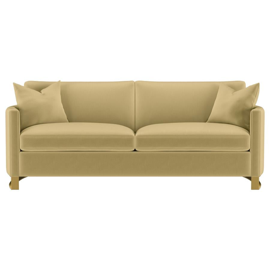 Corliss Upholstered Curved Track Arm Sofa Camel