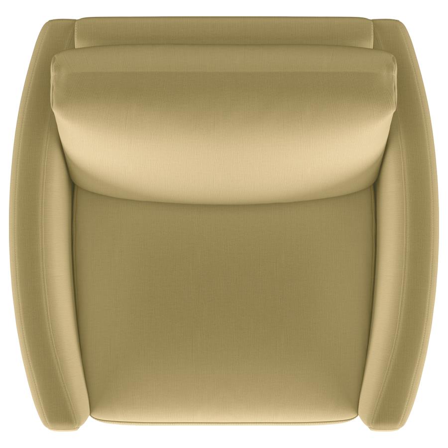 Corliss Upholstered Curved Track Arm Chair Camel