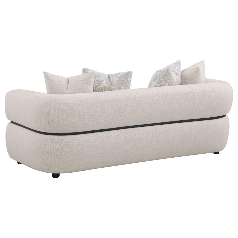 Jeanette 2-Piece Fabric Upholstered Round Arm Sofa Set Beige
